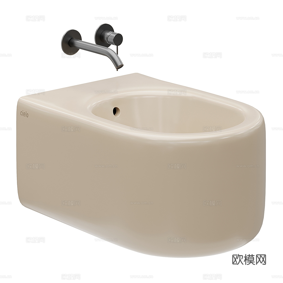 现代奶油风壁挂式马桶3d模型