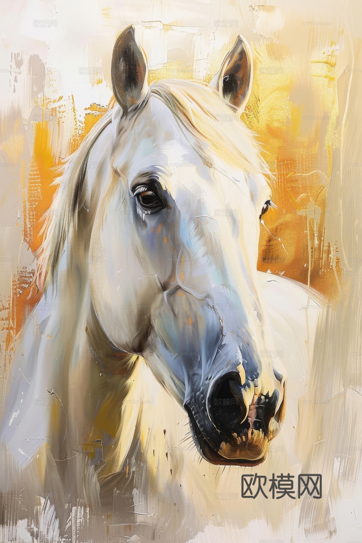 骏马肖像3D立体浮雕背景墙下载（渲染图8）