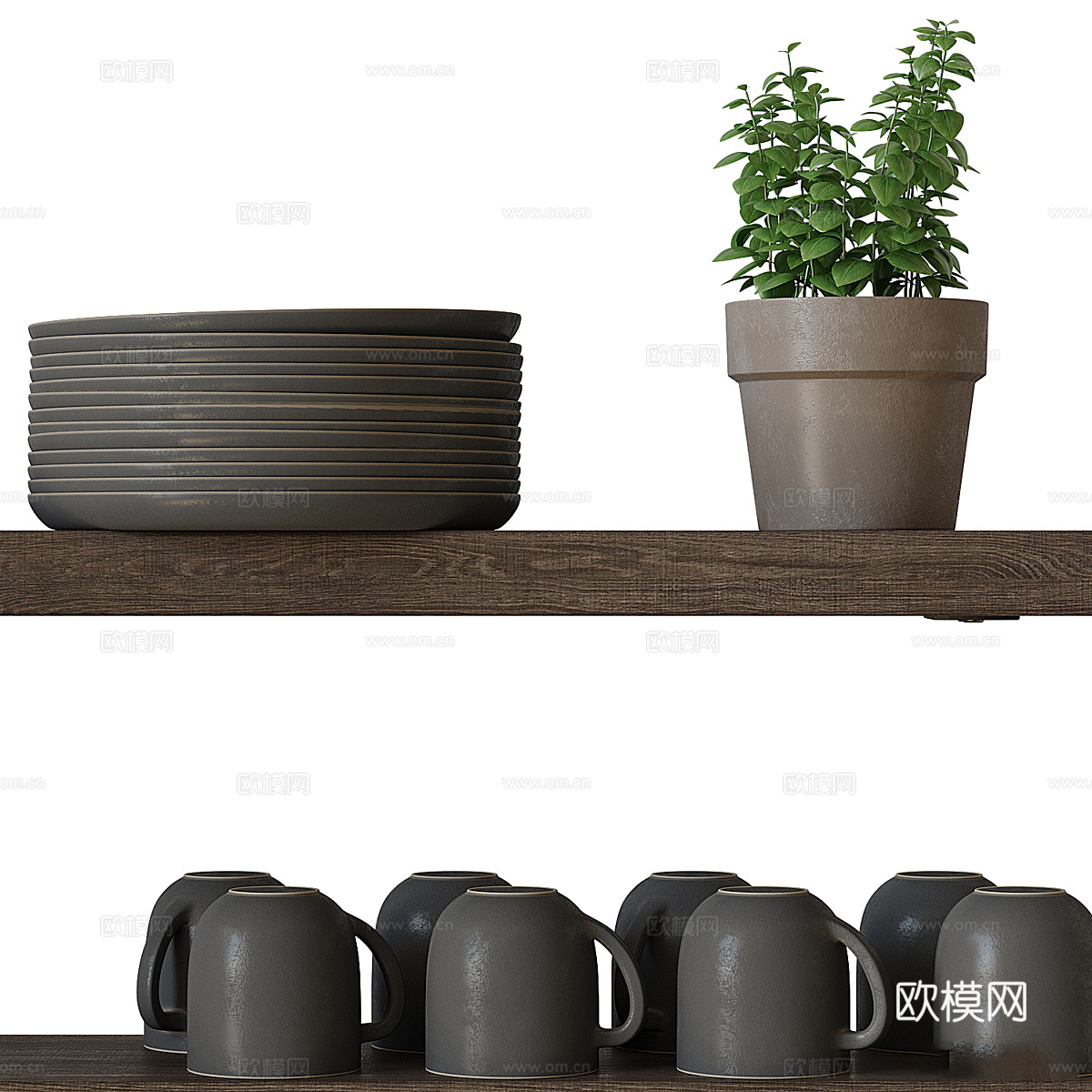 新中式侘寂餐具3d模型