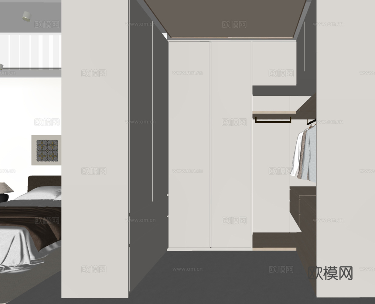 现代极简衣帽间su模型