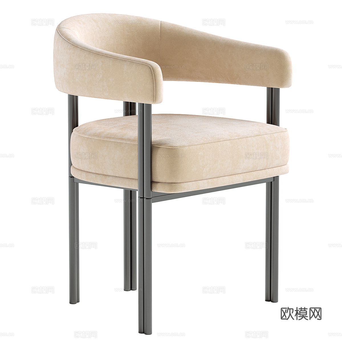 现代意式布艺餐椅3d模型