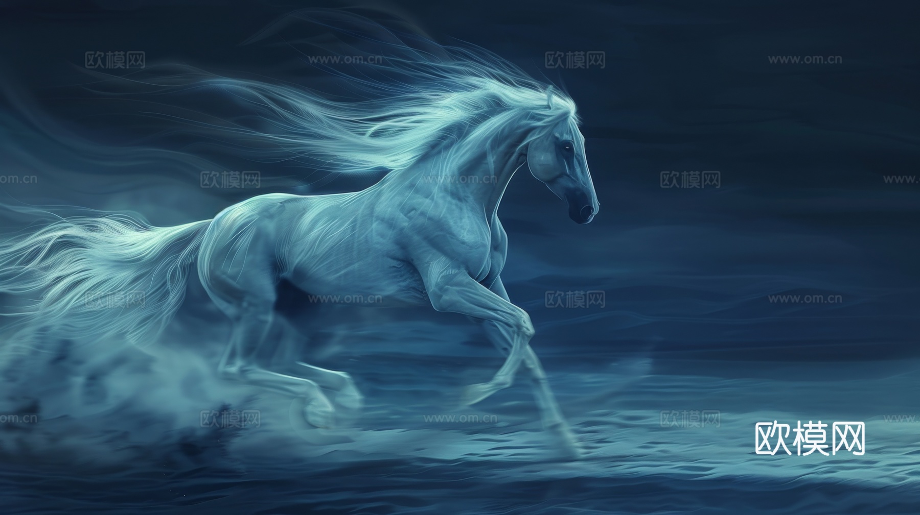 骏马肖像3D立体浮雕背景墙
