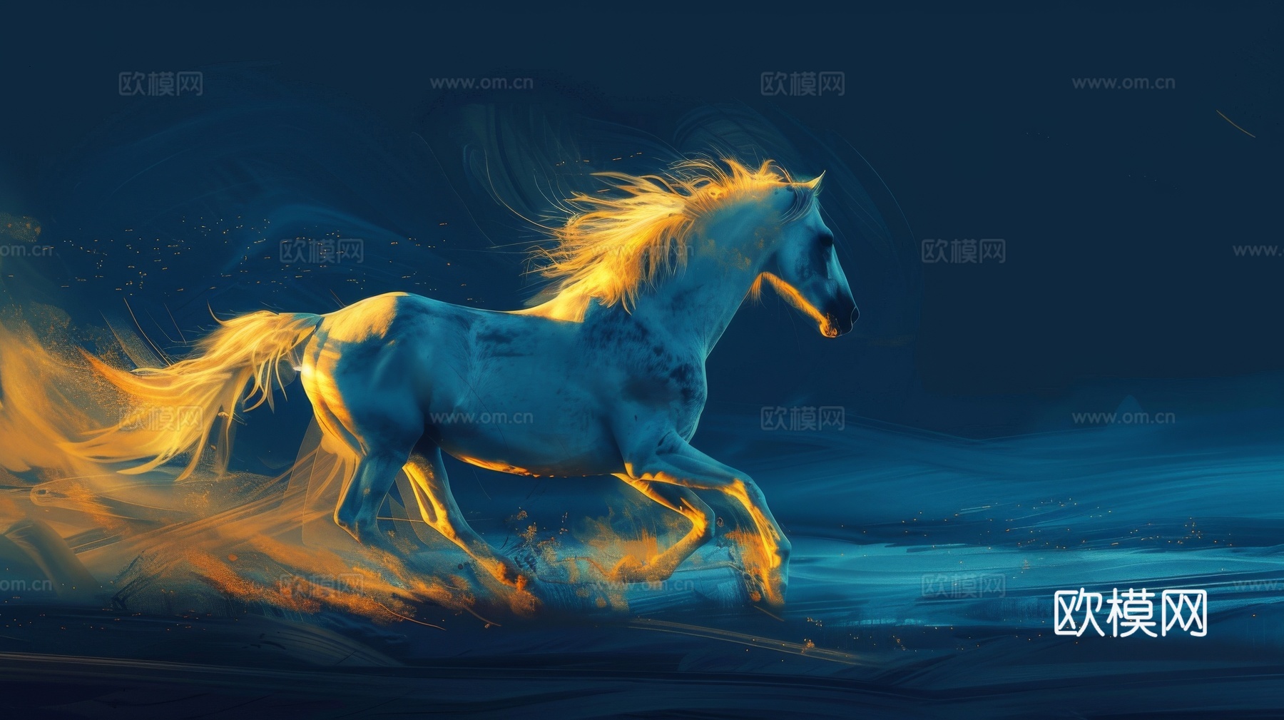 骏马肖像3D立体浮雕背景墙