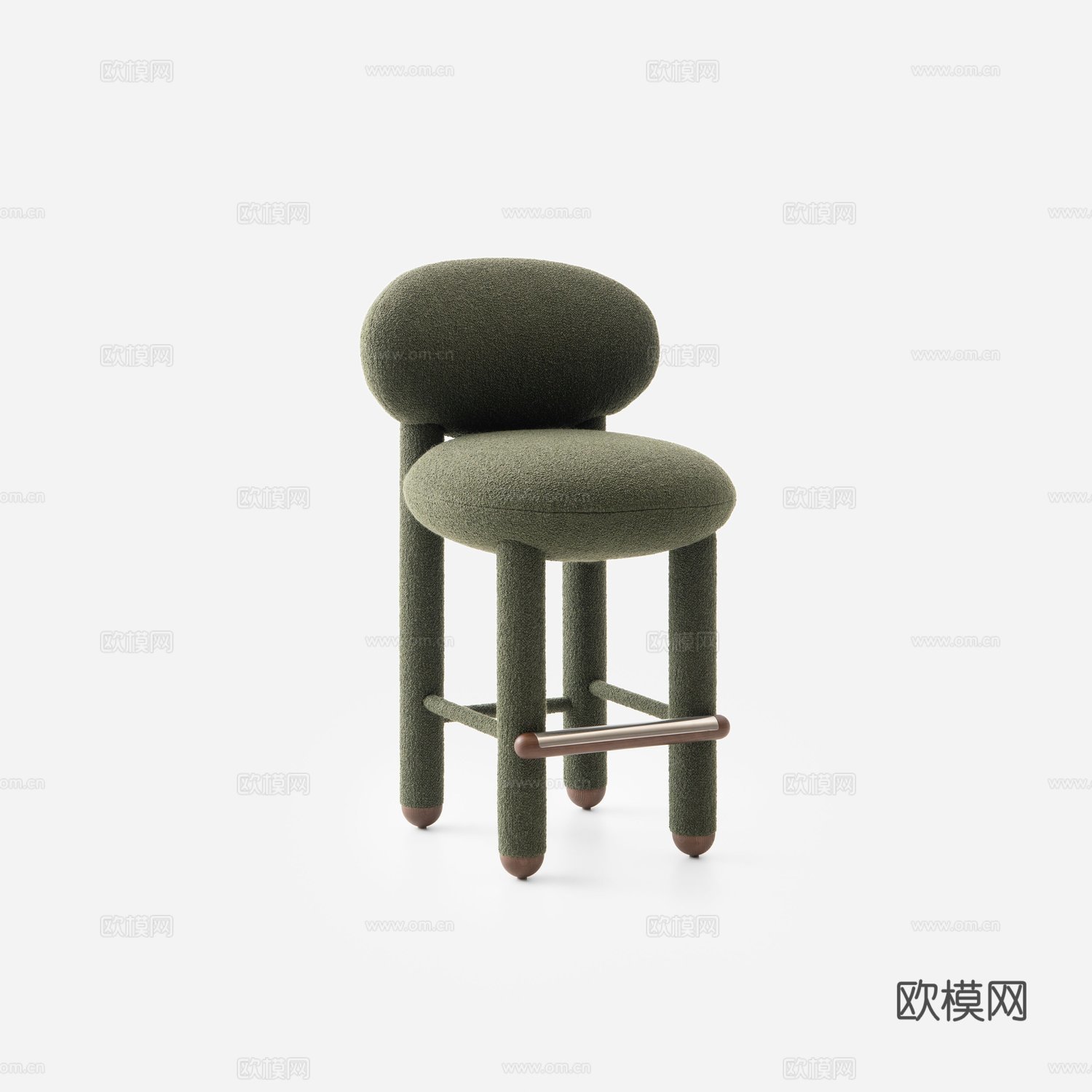 中古设计师羊羔绒奶油风实木椅软包餐椅梳妆休闲椅子su模型