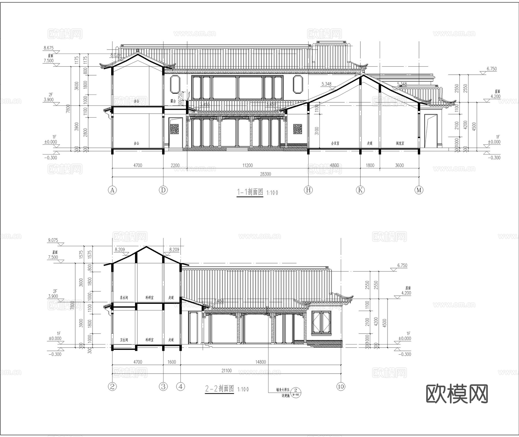 苏式合院 中式别墅 自建房 独栋别墅 古建cad施工图