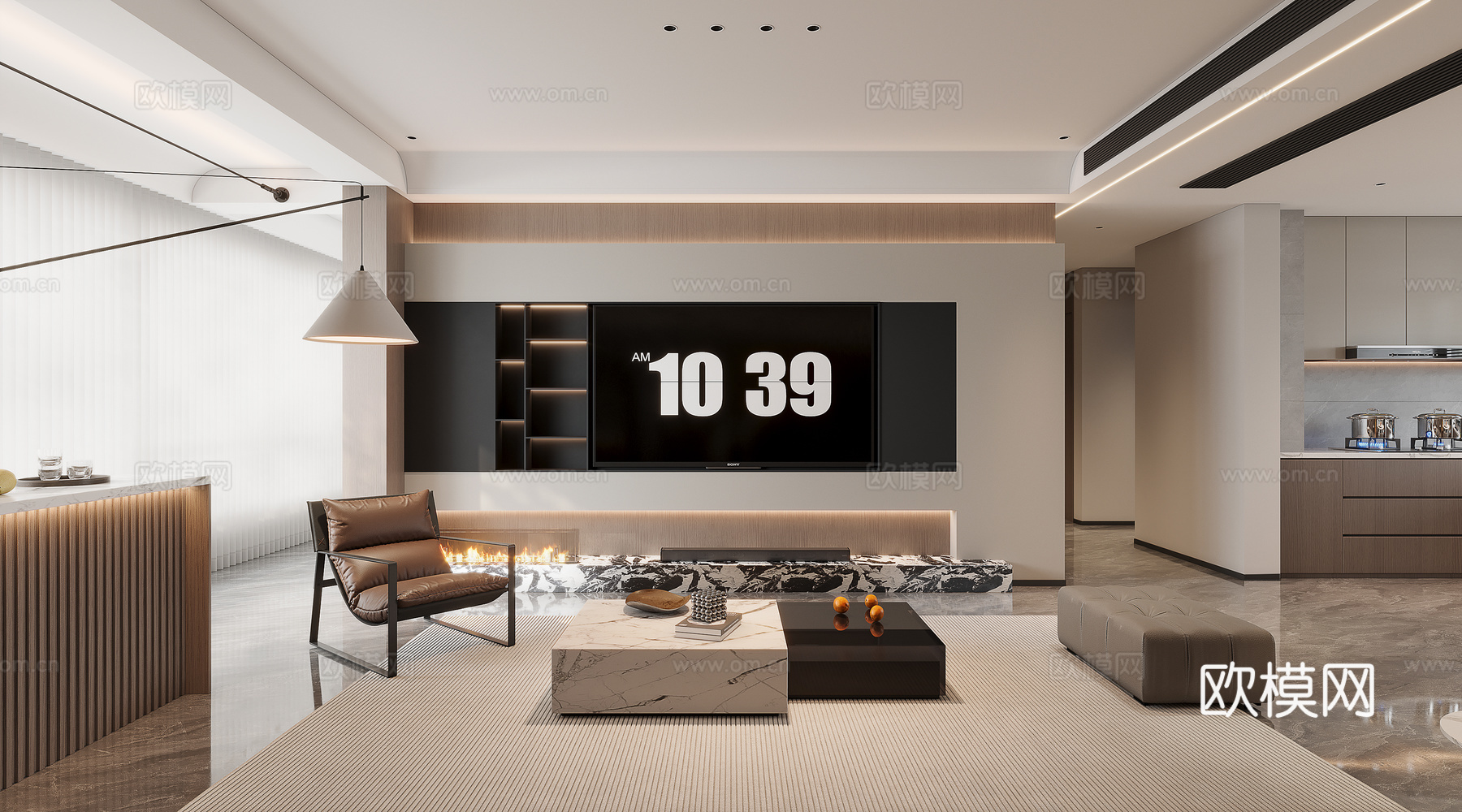 现代意式客厅 餐厅3d模型3d模型