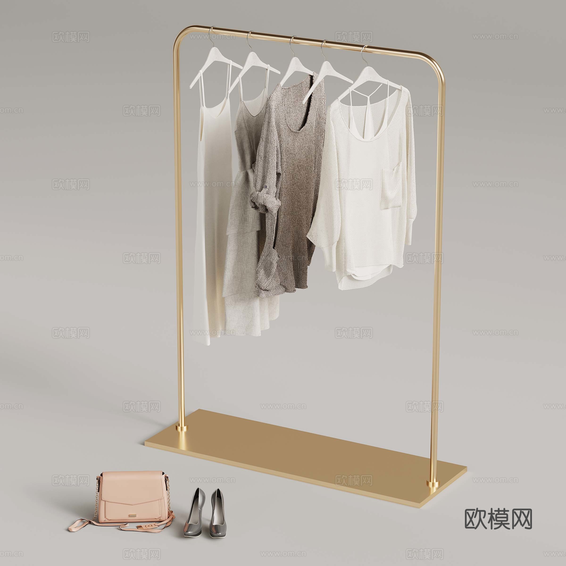 现代衣架 衣服 包3d模型