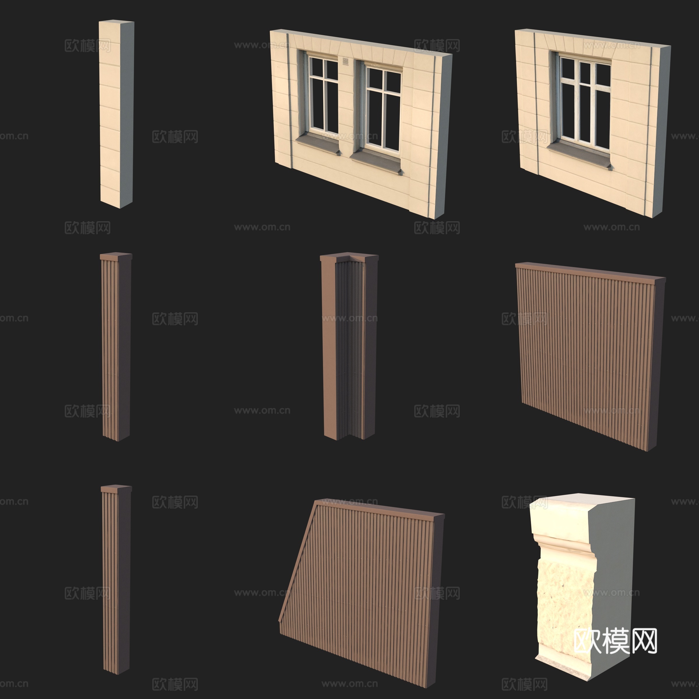建筑构件柱子门窗3d模型