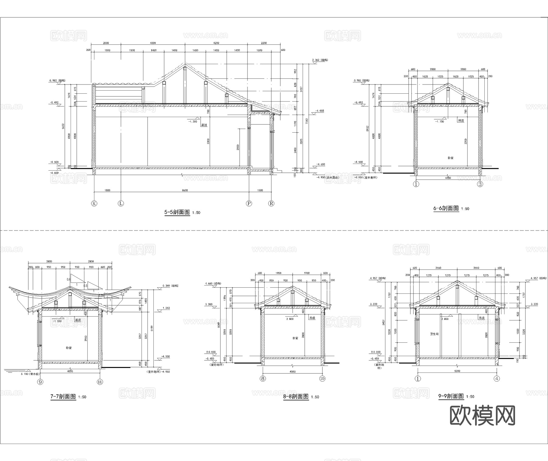 苏式园林 中式别墅 苏式合院 自建房 古建cad施工图