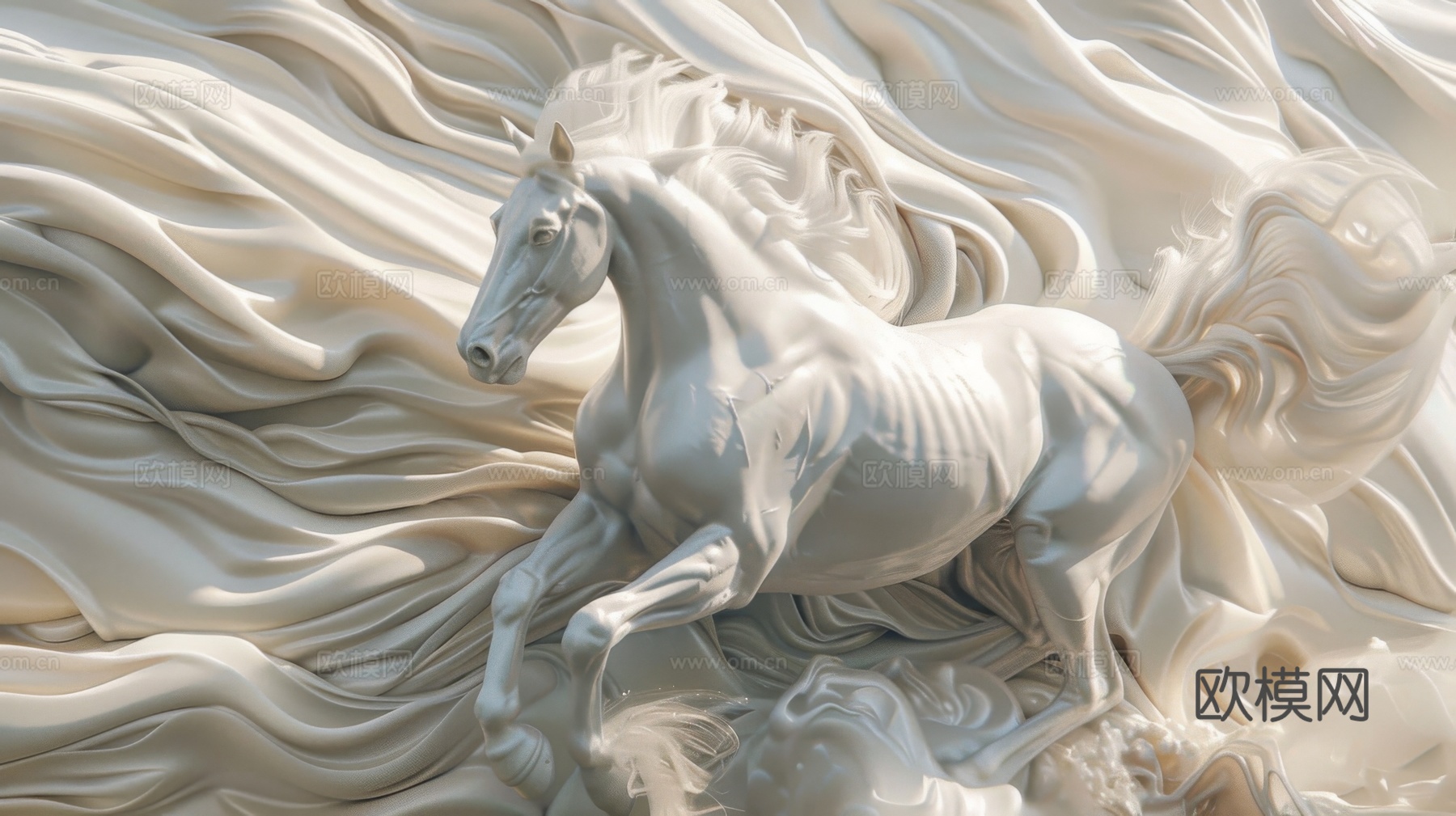 骏马肖像3D立体浮雕背景墙