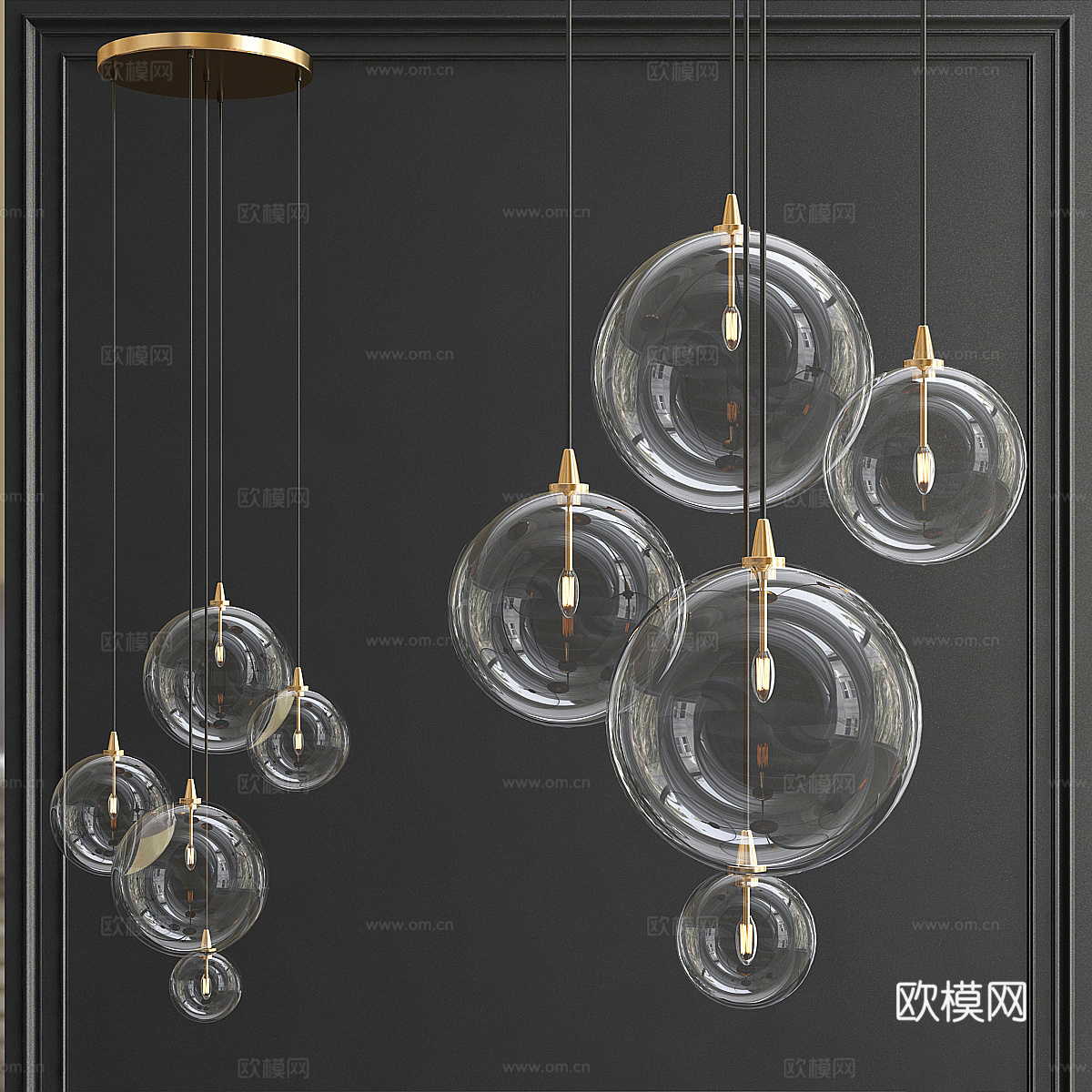 现代轻奢极简装饰吊灯3d模型