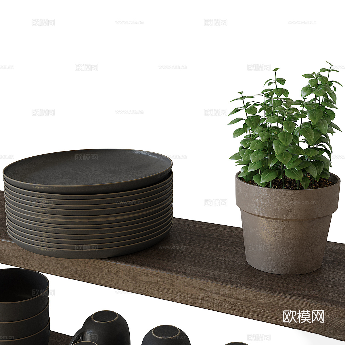 新中式侘寂餐具3d模型