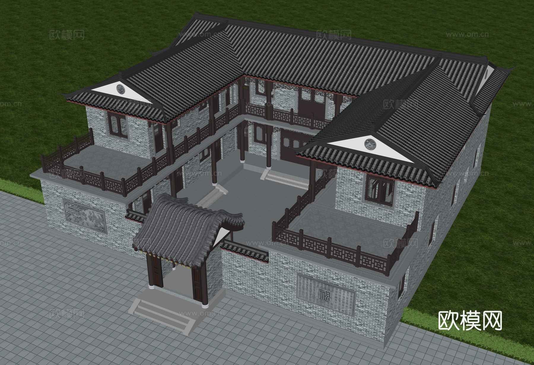 四合院 三合院 自建房su模型