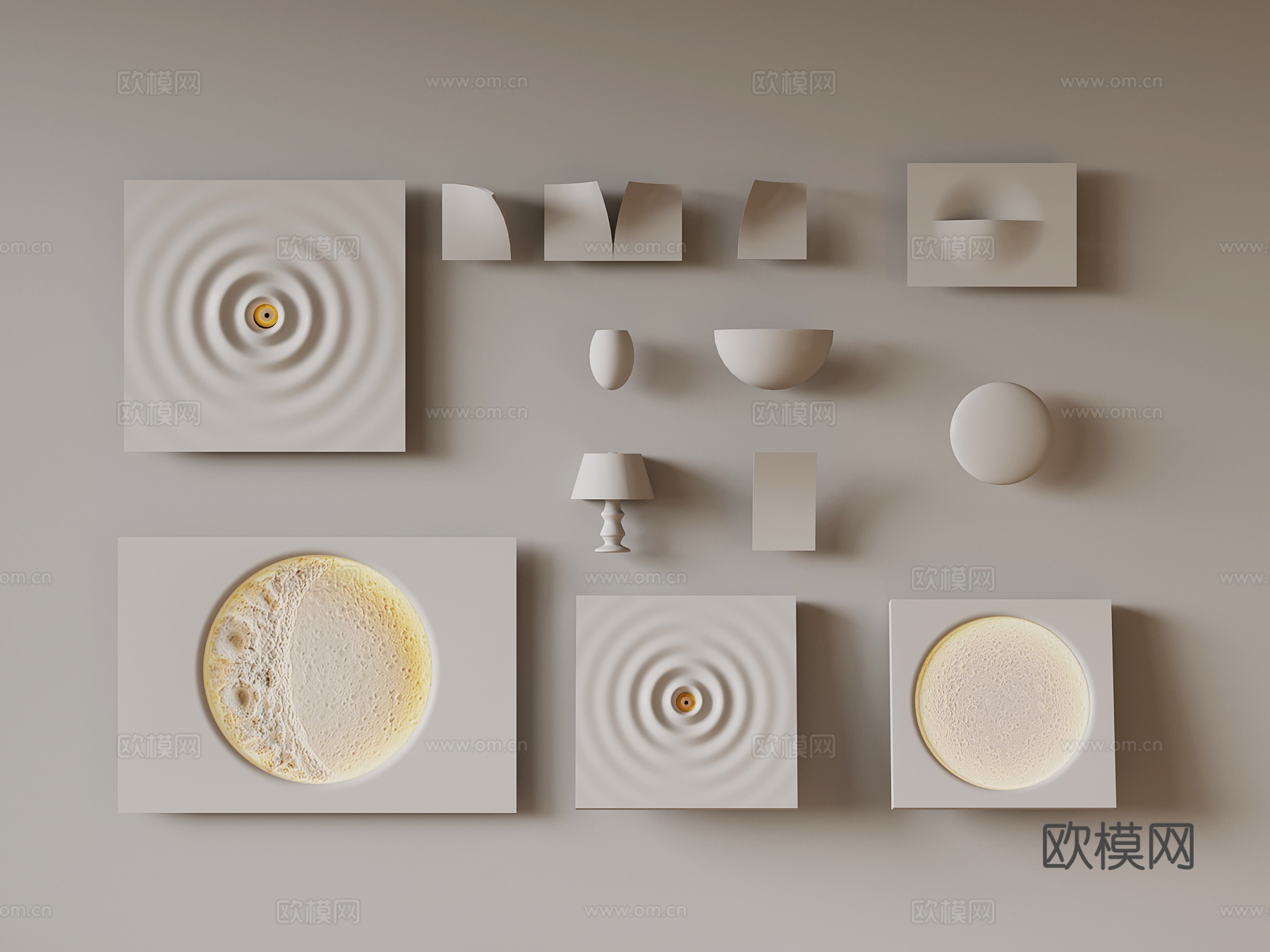 石膏灯 月球灯3d模型