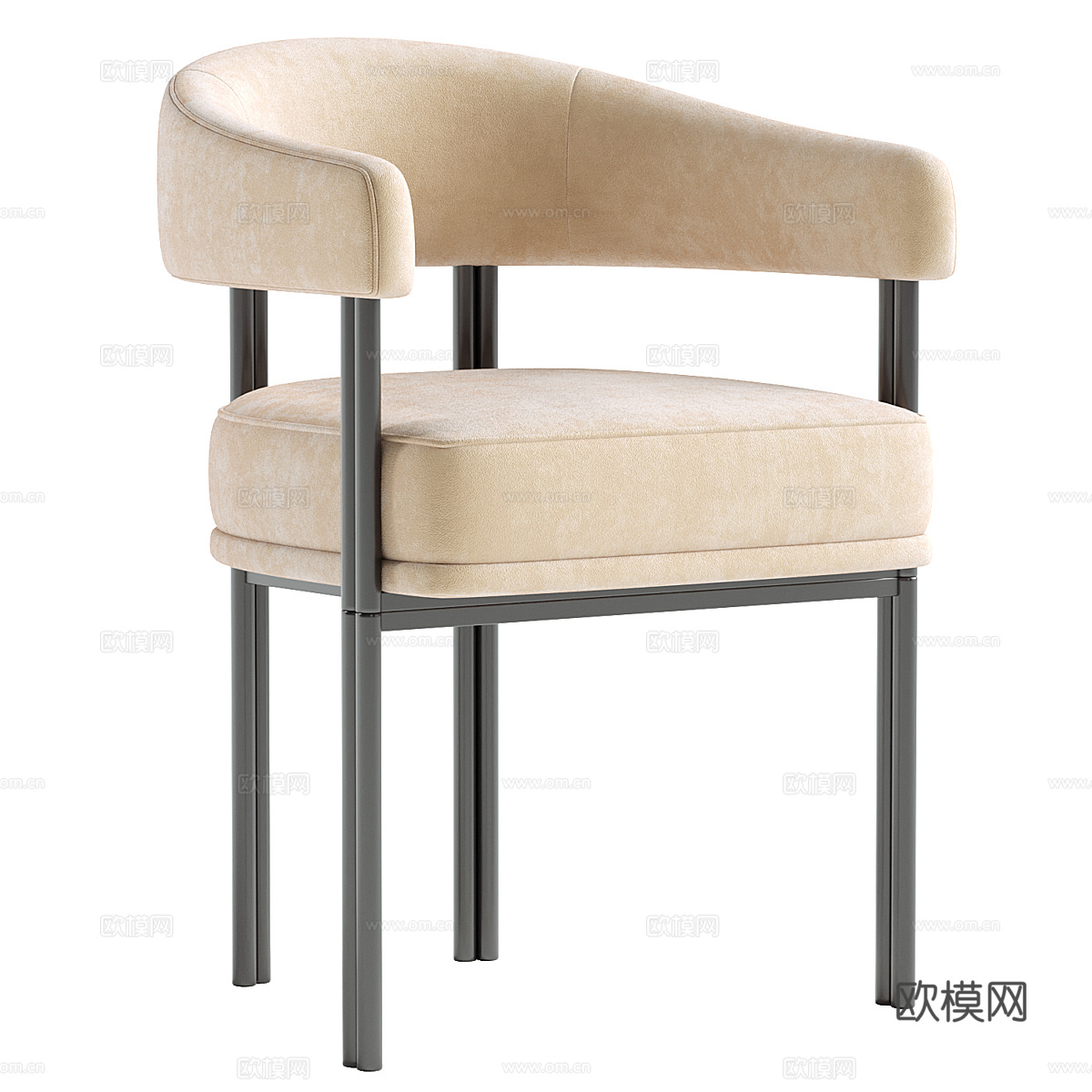 现代意式布艺餐椅3d模型