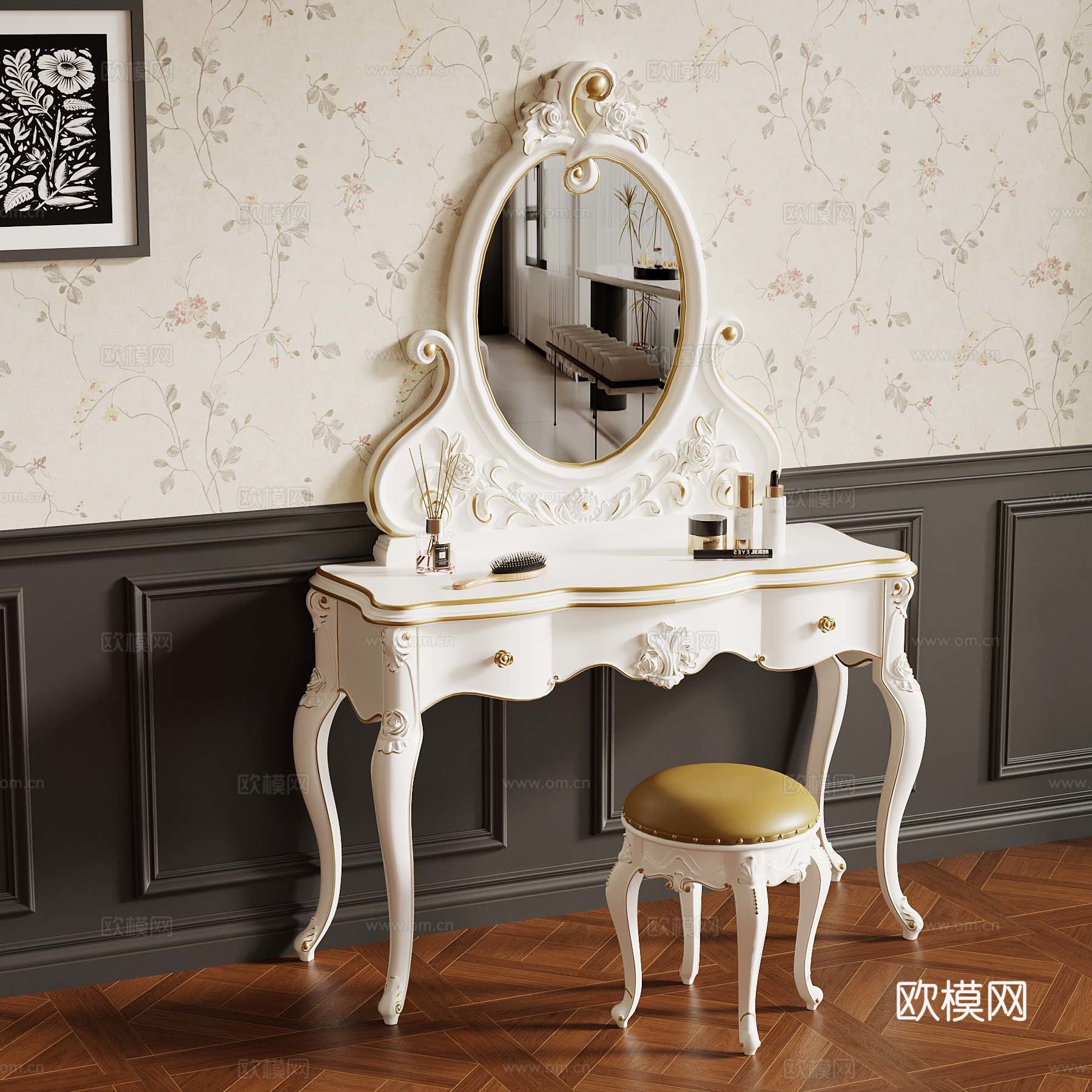 法式梳妆台 化妆台3d模型