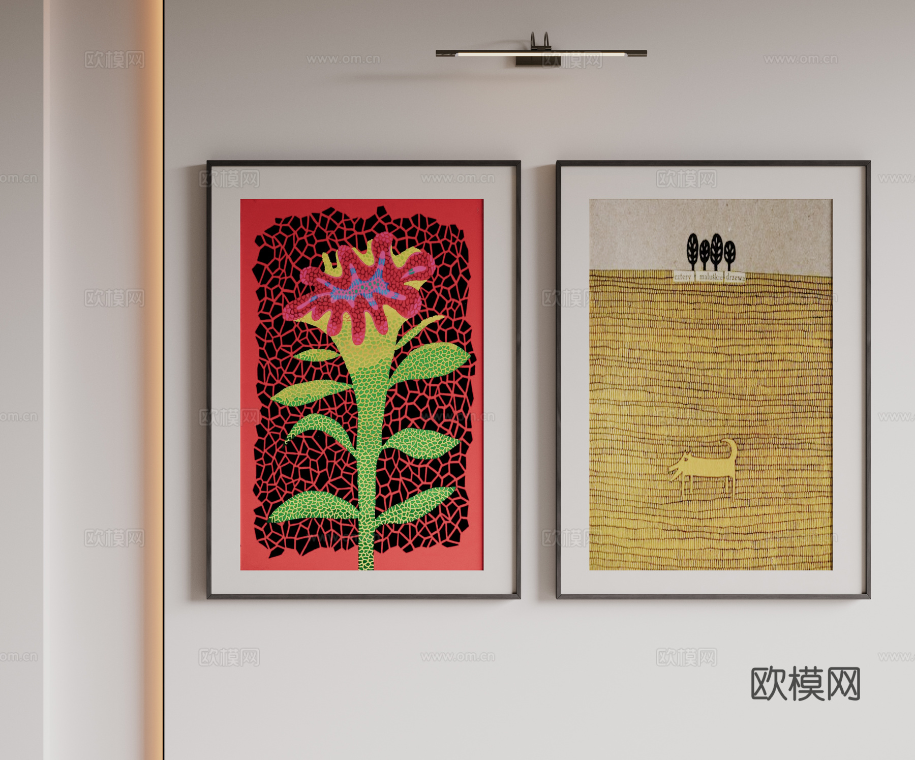 现代极简挂画 侘寂中古风挂画 奶油风装饰画 意式挂画 黑白灰3d模型