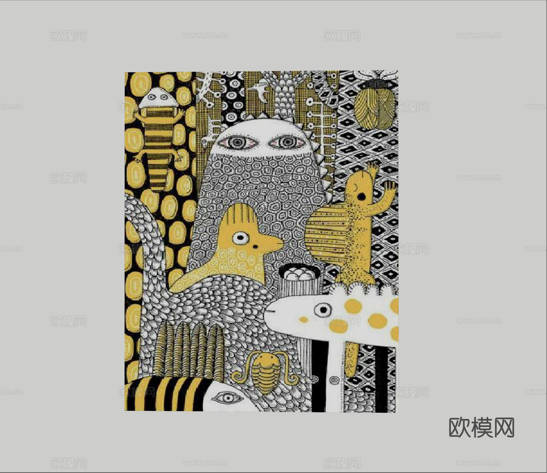 现代极简挂画 侘寂中古风挂画 奶油风装饰画 意式挂画 黑白灰su模型