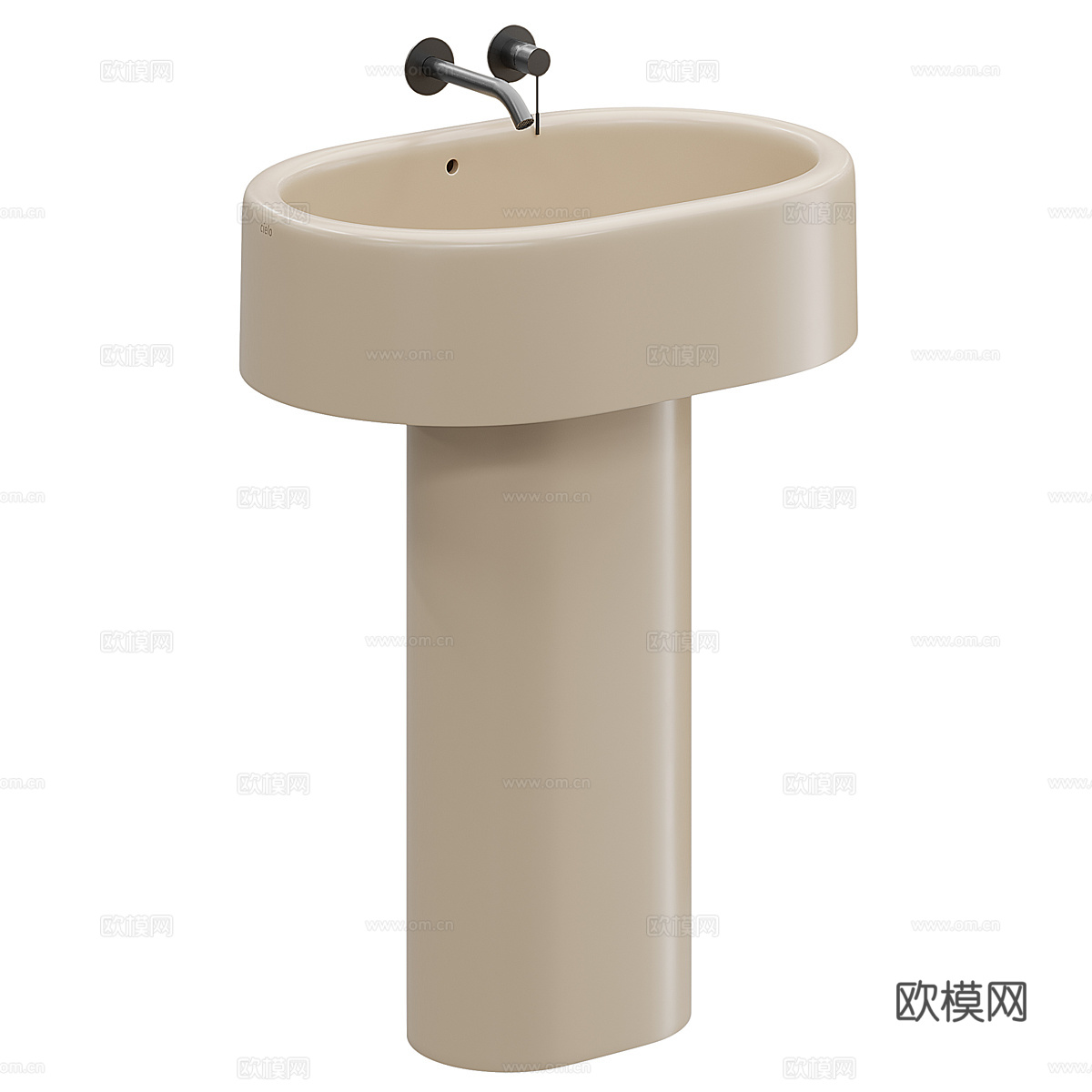 现代奶油风柱盆 洗手盆3d模型