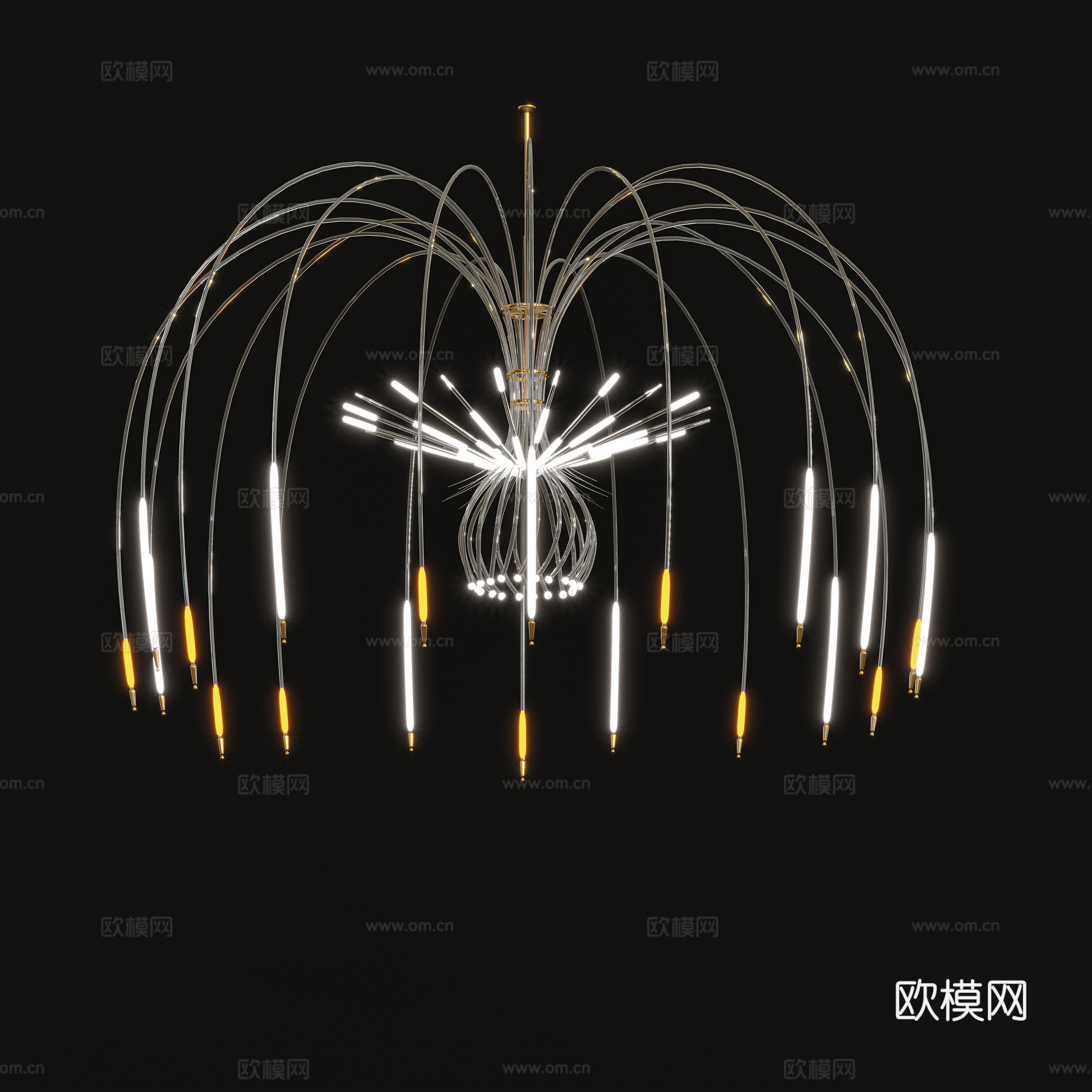 酷炫现代简约北欧轻奢水母形艺术吊灯3d模型