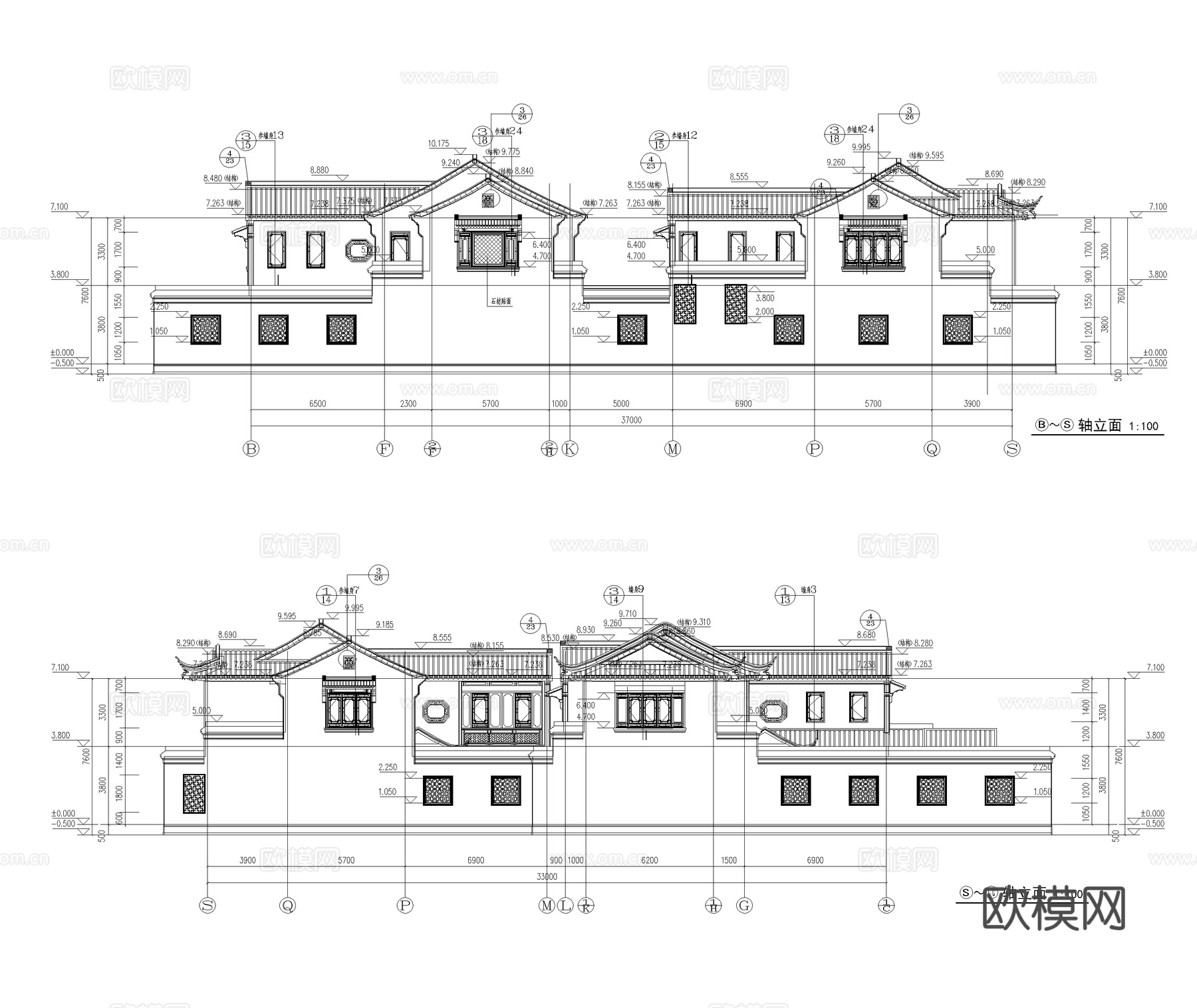 中式合院 苏式合院 自建房 中式别墅cad施工图