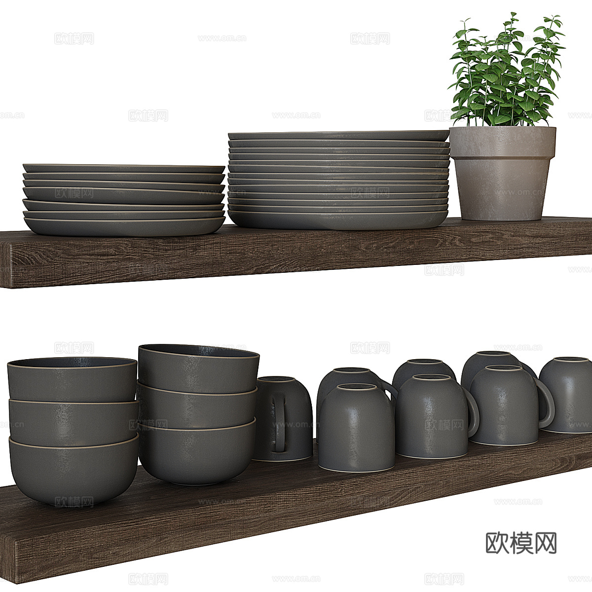 新中式侘寂餐具3d模型