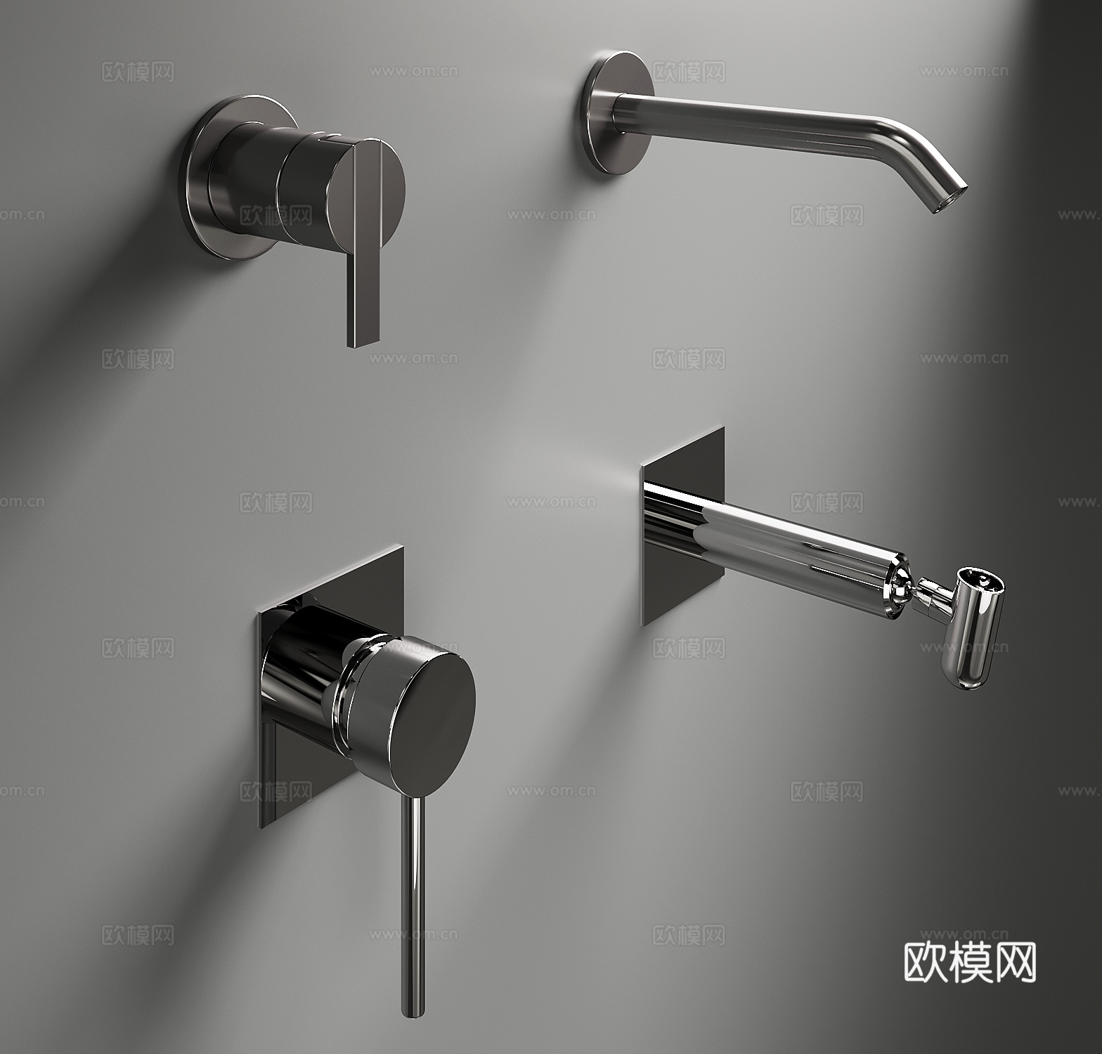 水龙头 现代墙排水龙头 不锈钢水龙头3d模型