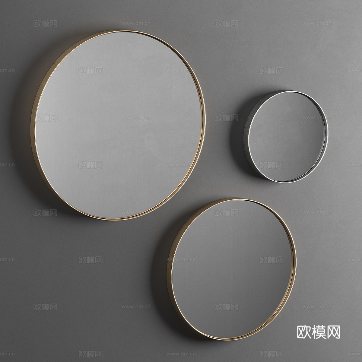 现代轻奢圆镜3d模型