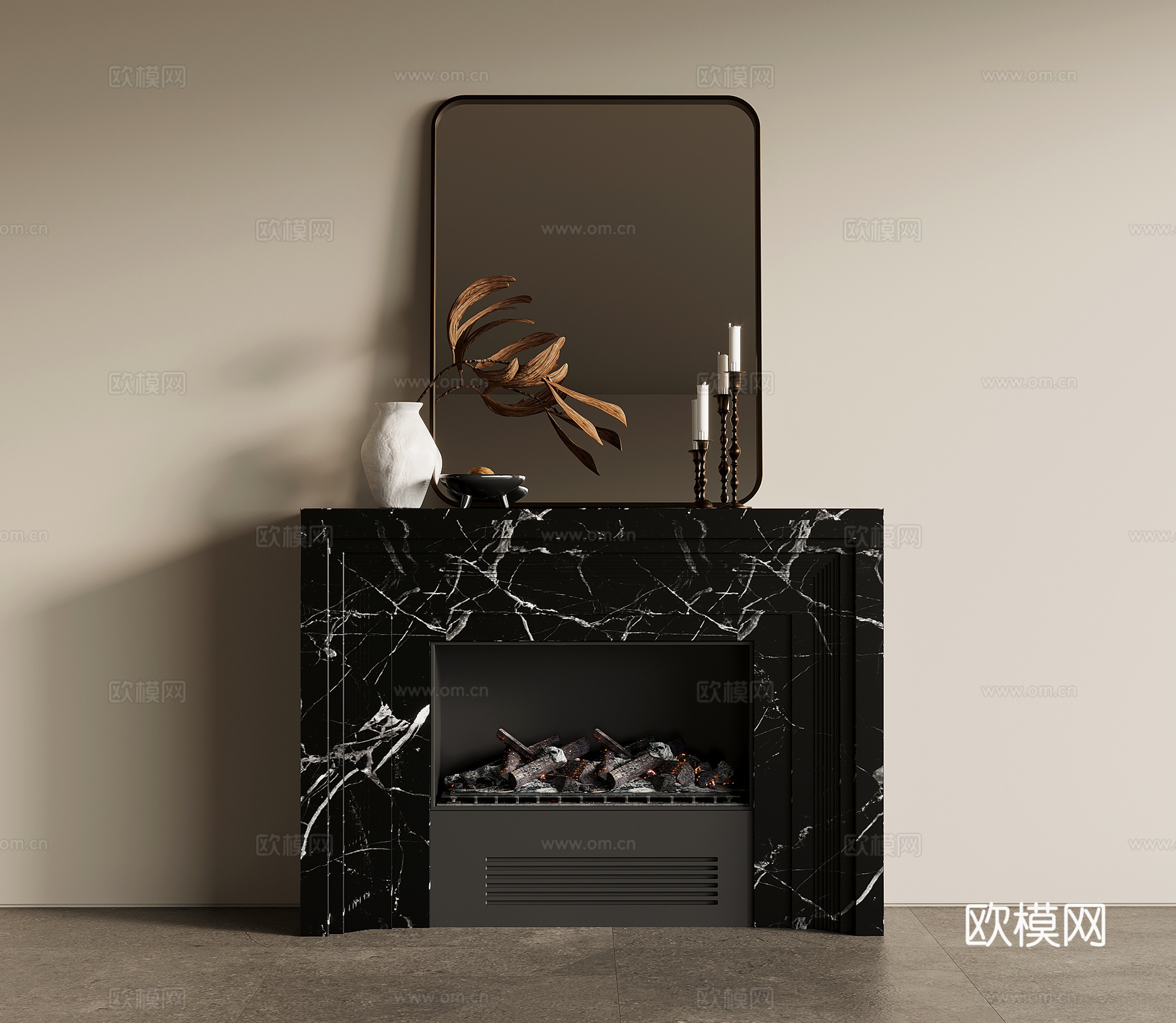 壁炉 法式壁炉 电子壁炉 柴火堆3d模型