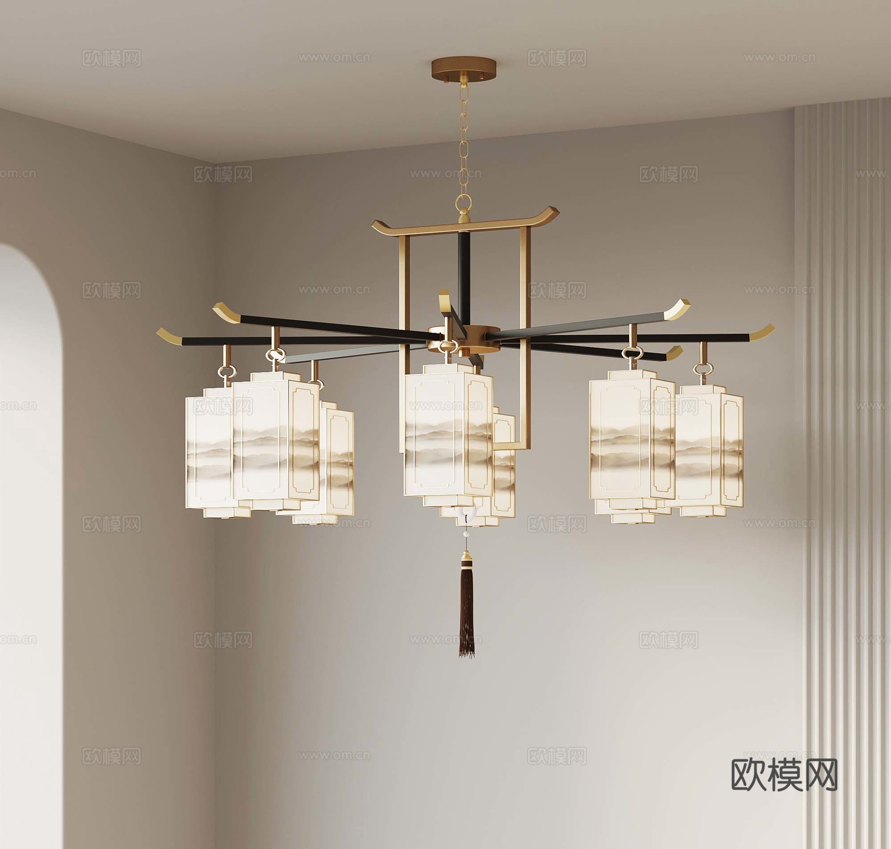 新中式吊灯 餐厅吊灯3d模型