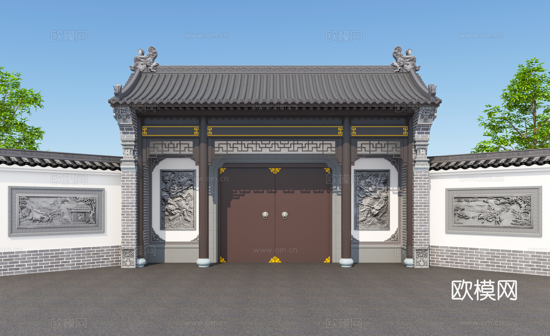 大门 庭院门 别墅大门su模型