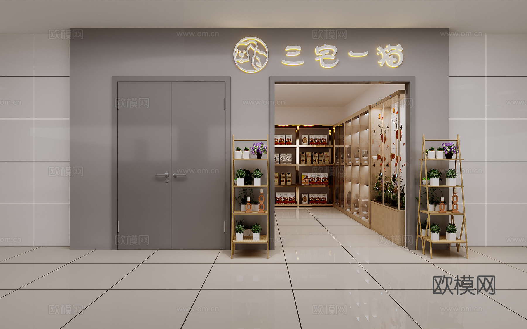 现代极简衣帽间 转角衣帽间 开放式衣帽间3d模型