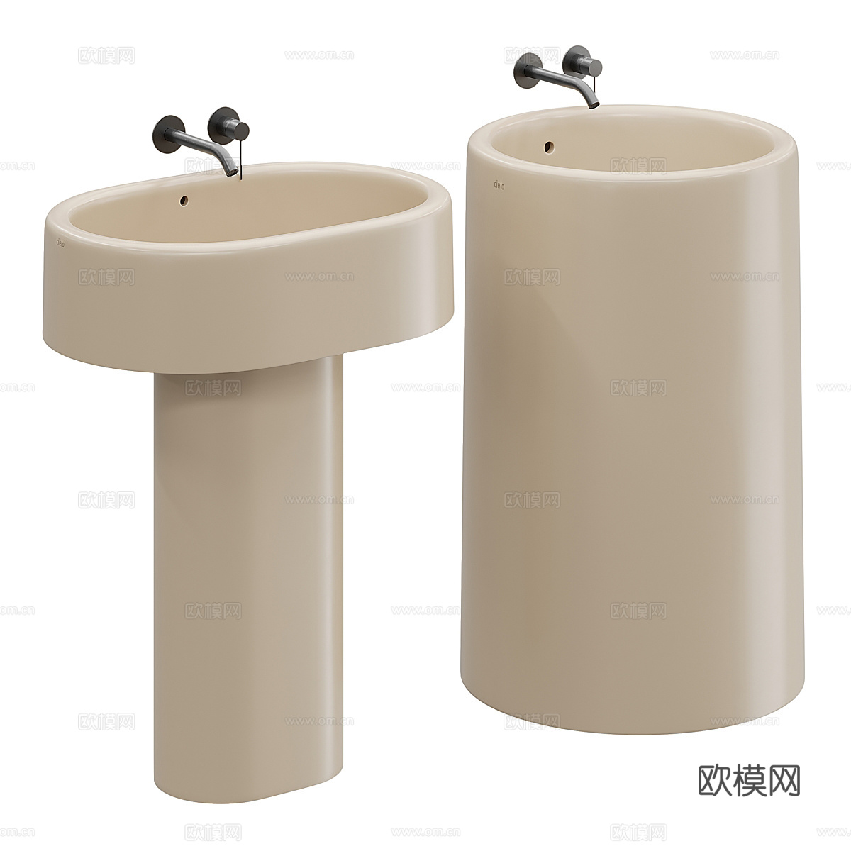 现代奶油风柱盆 洗手盆3d模型
