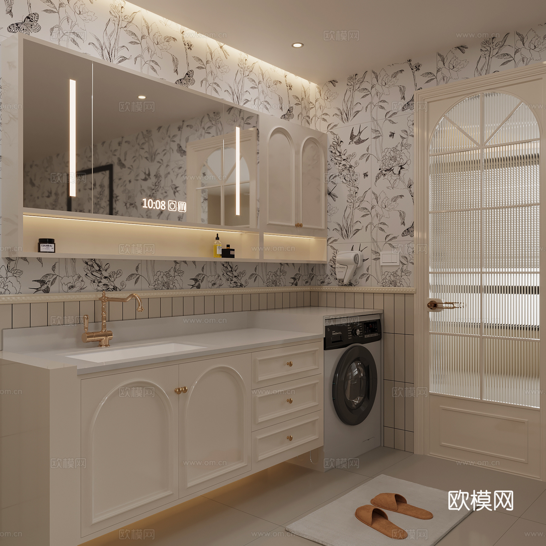 法式卫生间干区 浴室柜 洗手台3d模型