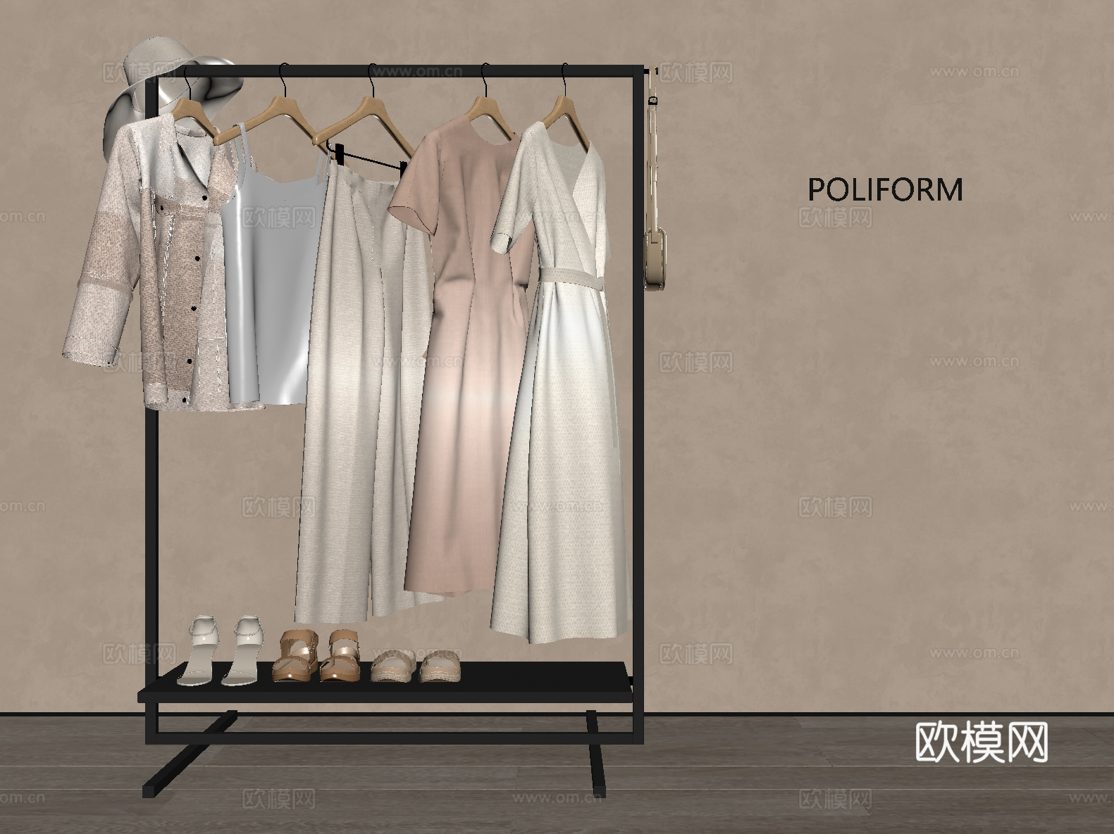 挂衣架 箱包 衣服 服饰su模型
