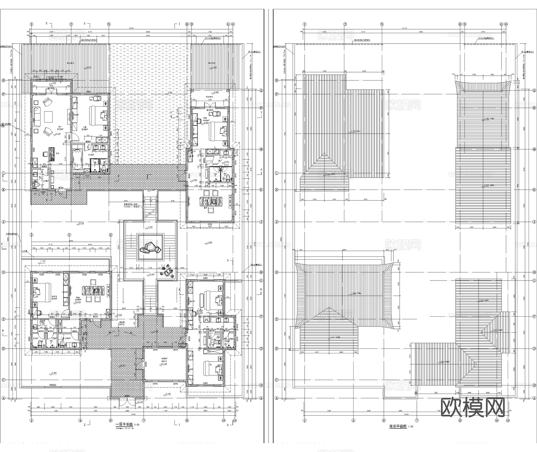 苏式园林 中式别墅 苏式合院 自建房 古建cad施工图