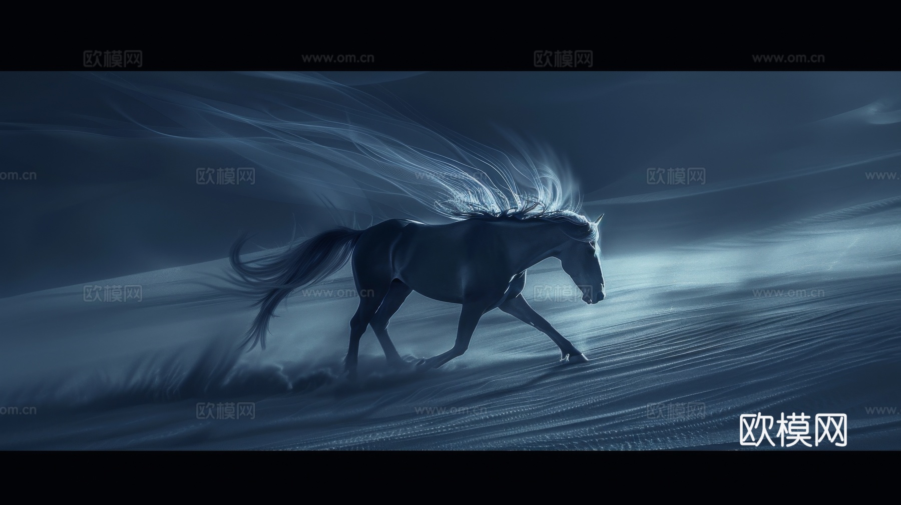 骏马肖像3D立体浮雕背景墙
