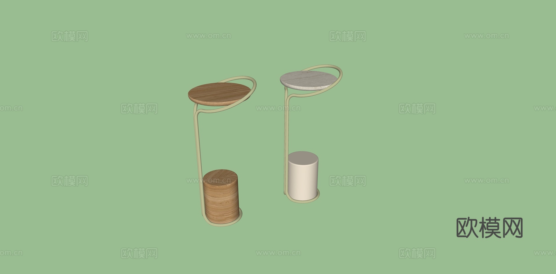 小茶几简约C型角几北欧客厅多功能铁艺边几迷你创意沙发边几su模型