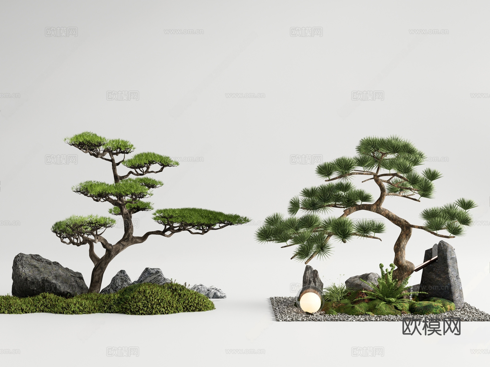 景观树 松树景观树 庭院乔木 松树造型树 迎客松 庭院小品3d模型