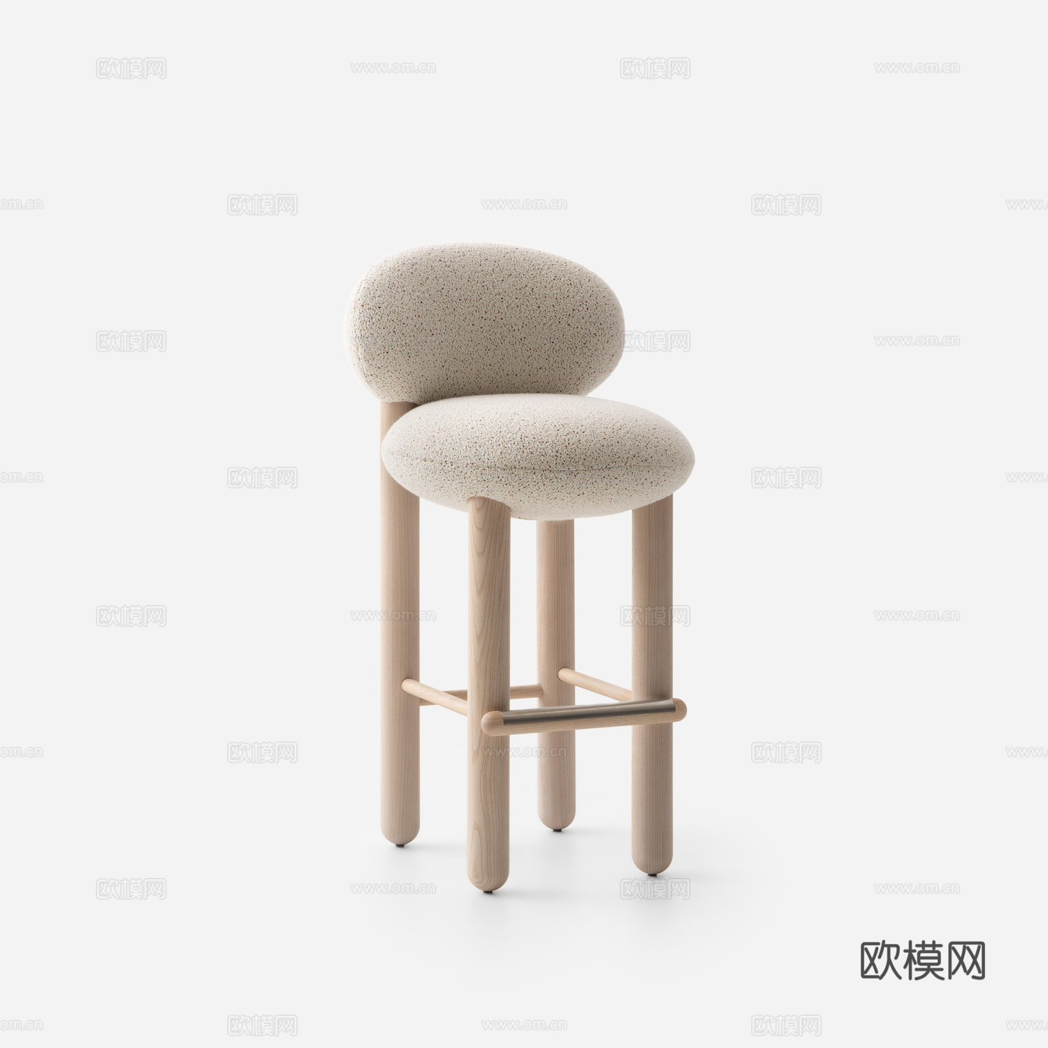 中古设计师羊羔绒奶油风实木椅软包餐椅梳妆休闲椅子su模型