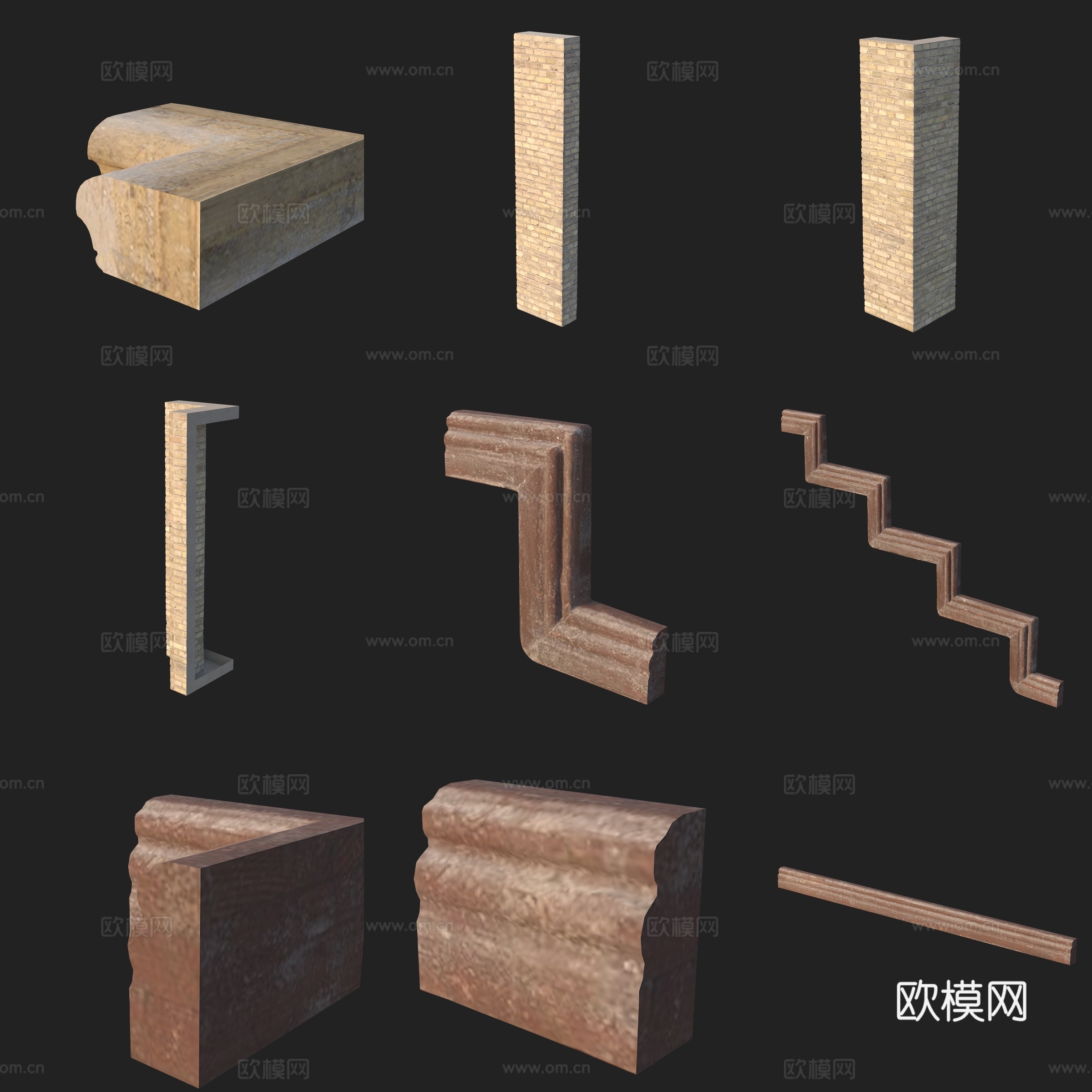 建筑构件石膏线柱子3d模型