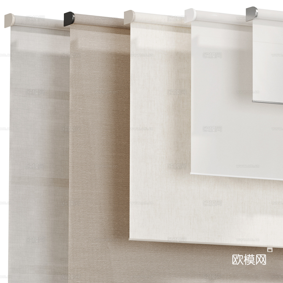 现代极简布艺卷帘3d模型