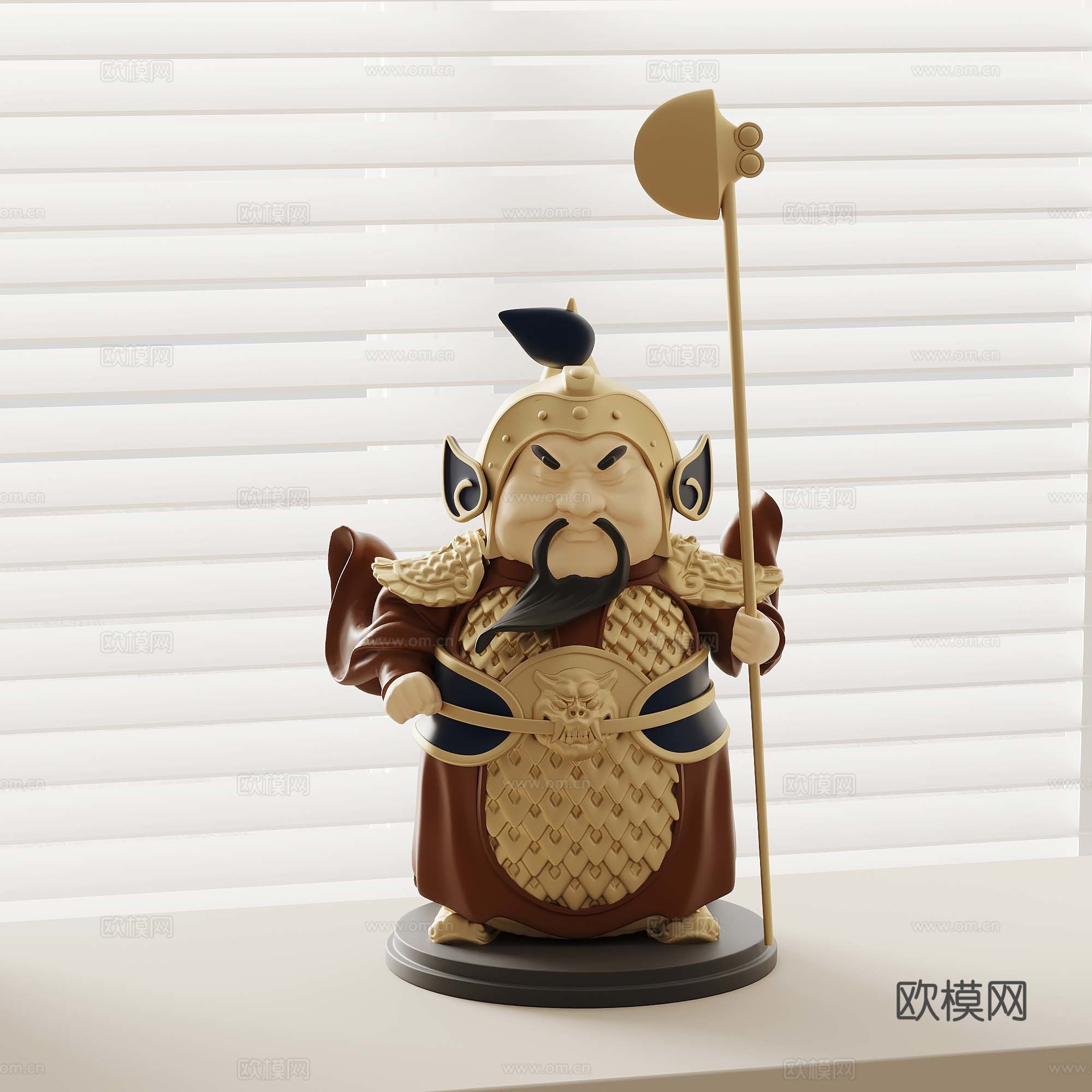 新中式雕塑摆件 人形雕塑 哼哈二将3d模型