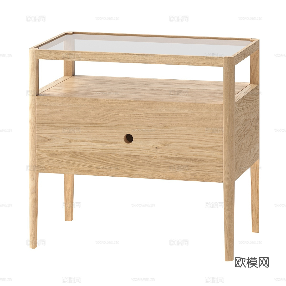 新中式原木床头柜3d模型