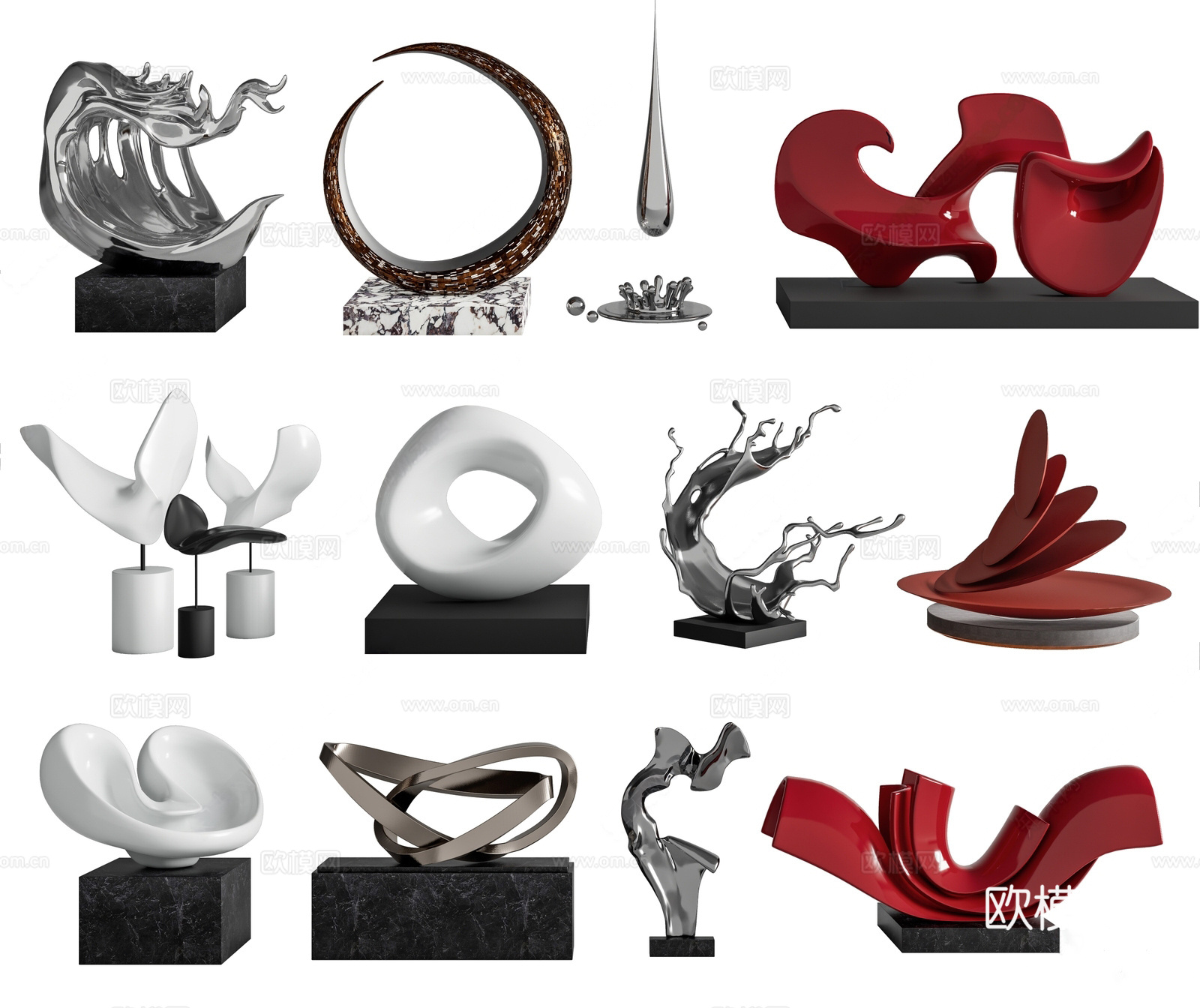 现代艺术装置 抽象雕塑 金属雕塑 水滴雕塑 艺术品 异形雕塑3d模型