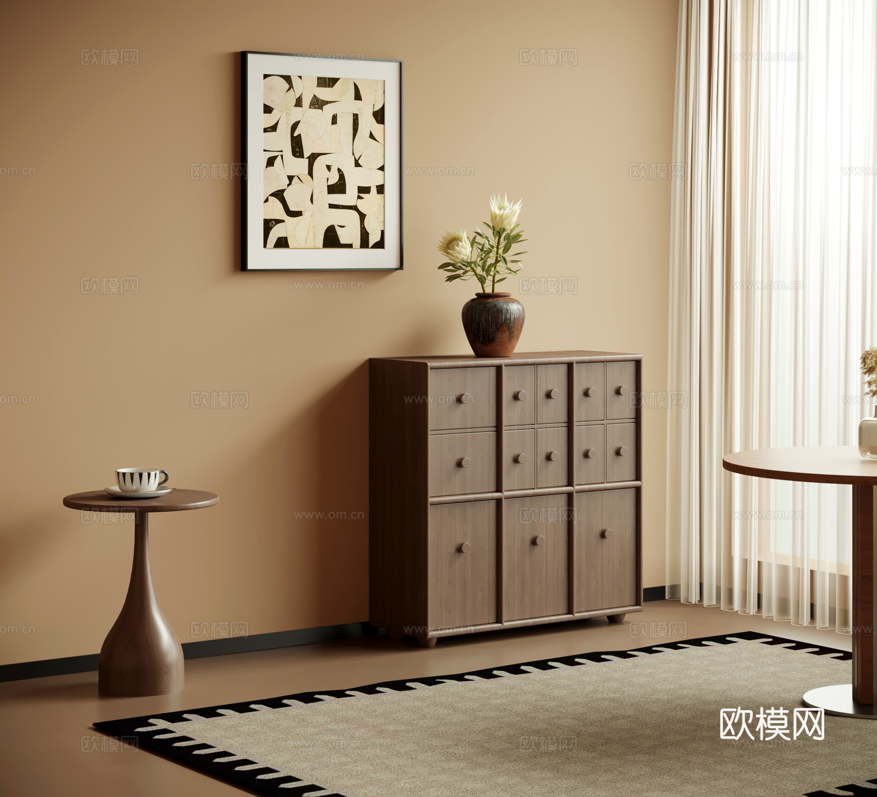 玄关柜 中古风玄关柜 边柜3d模型