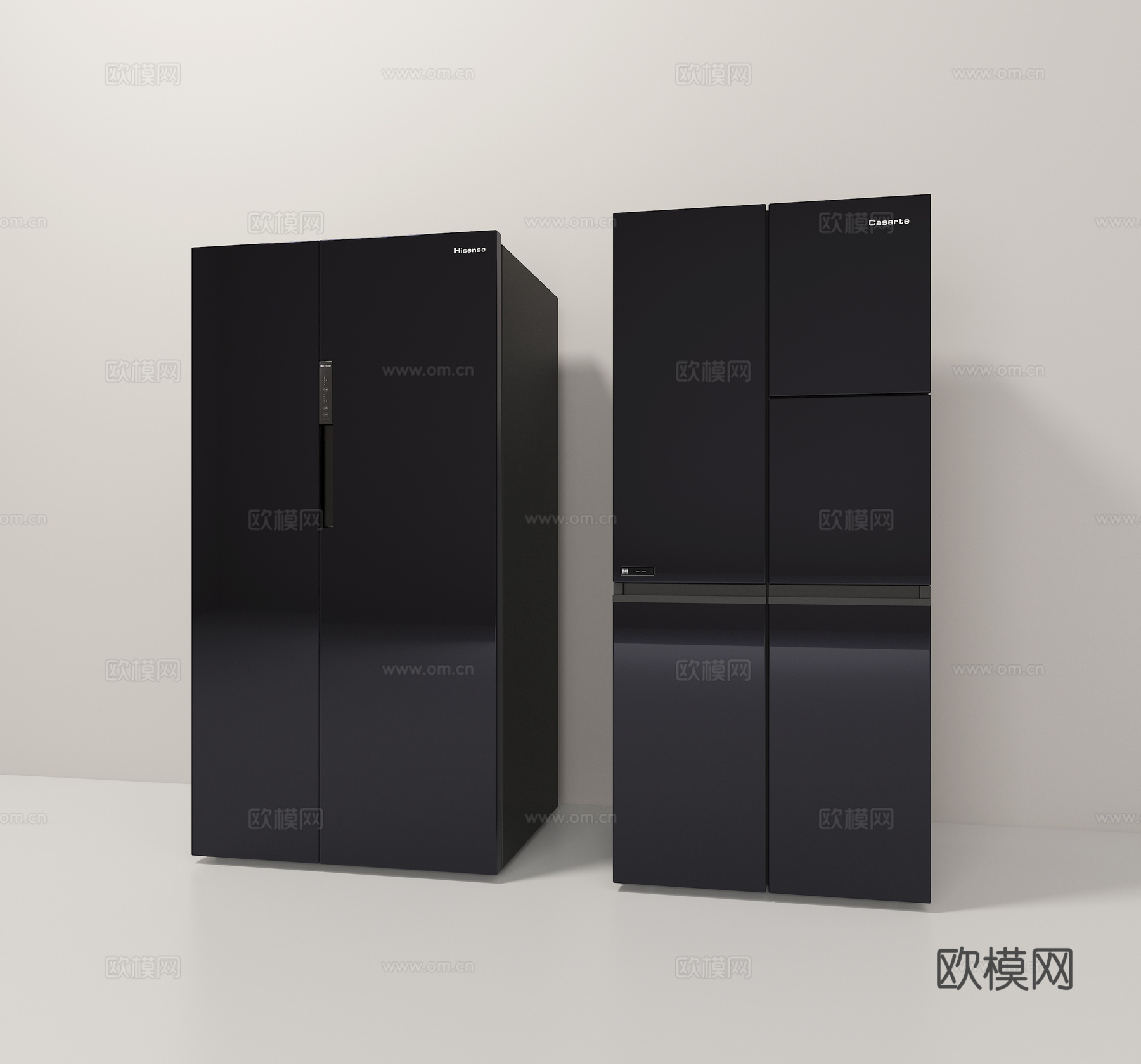 现代冰箱组合3d模型