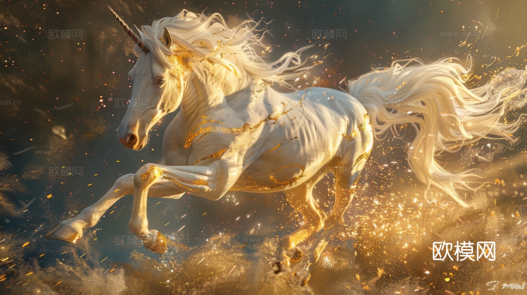 骏马肖像3D立体浮雕背景墙下载（渲染图3）