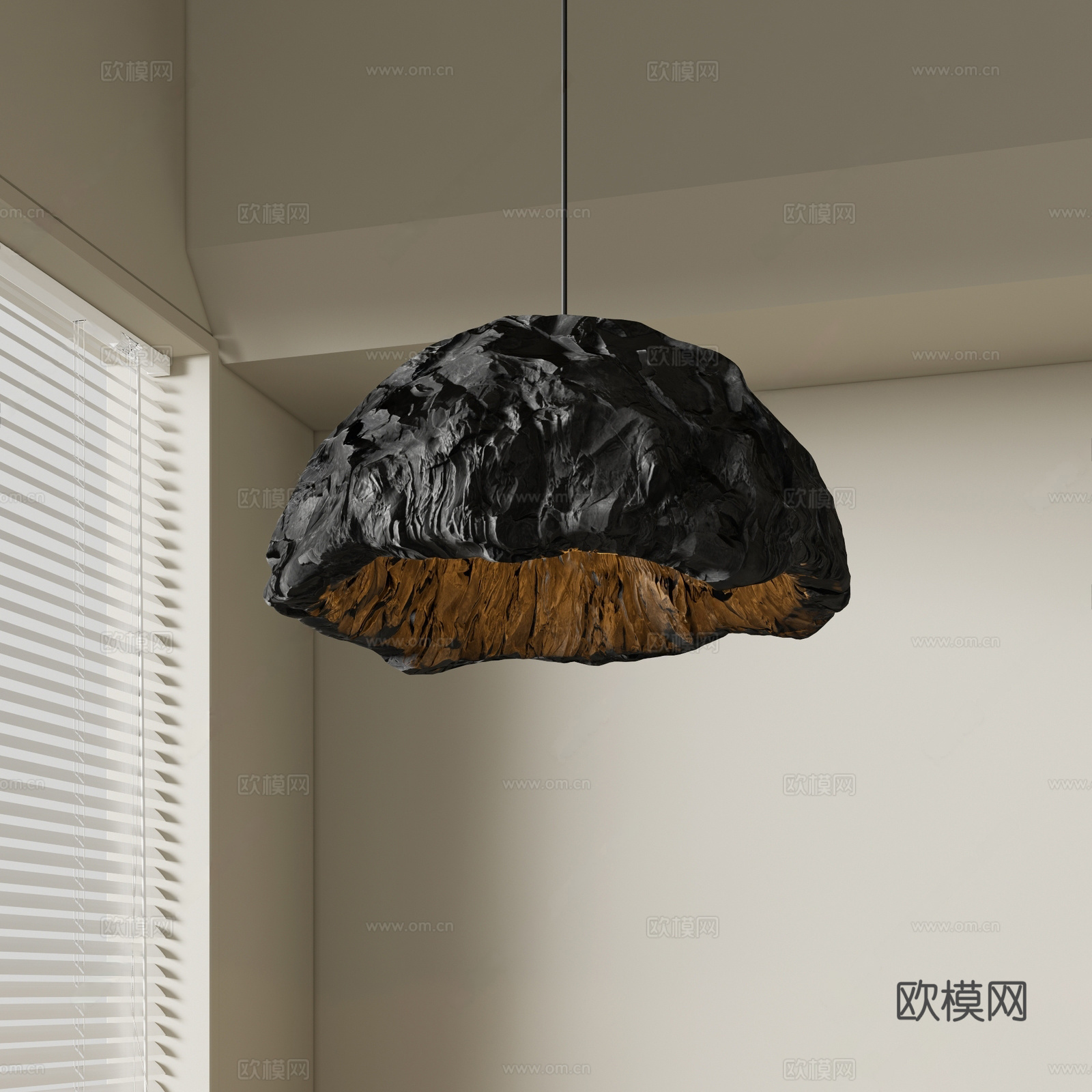 侘寂吊灯 毛石 石材 石头吊灯 单头吊灯 黑暗吊灯3d模型