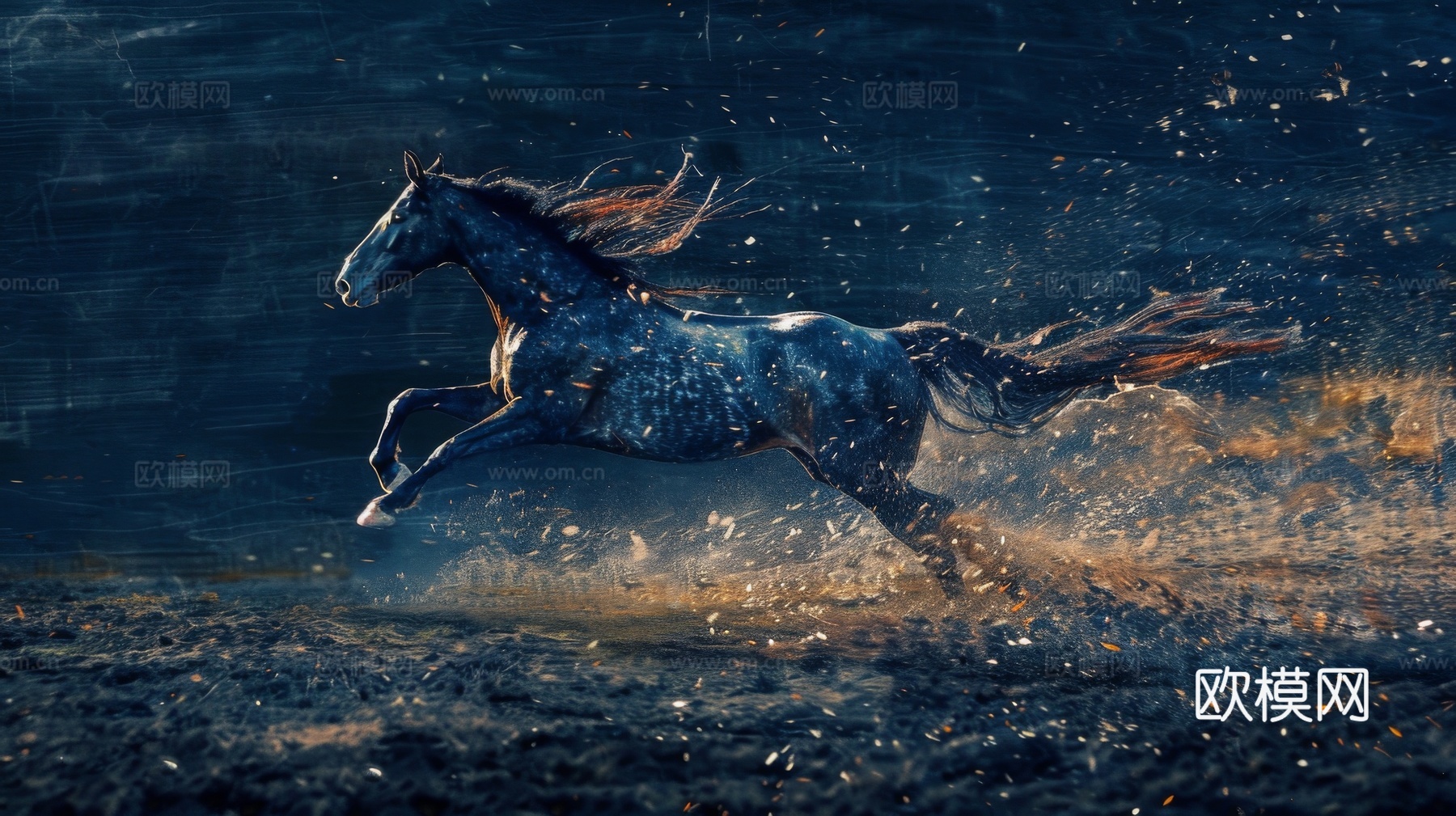 骏马肖像3D立体浮雕背景墙下载（渲染图6）